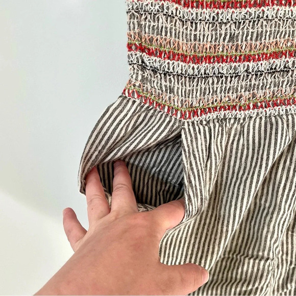 American Eagle Sleeveless Linen/Cotton Blend Embroidered Romper - Picture 3 of 6